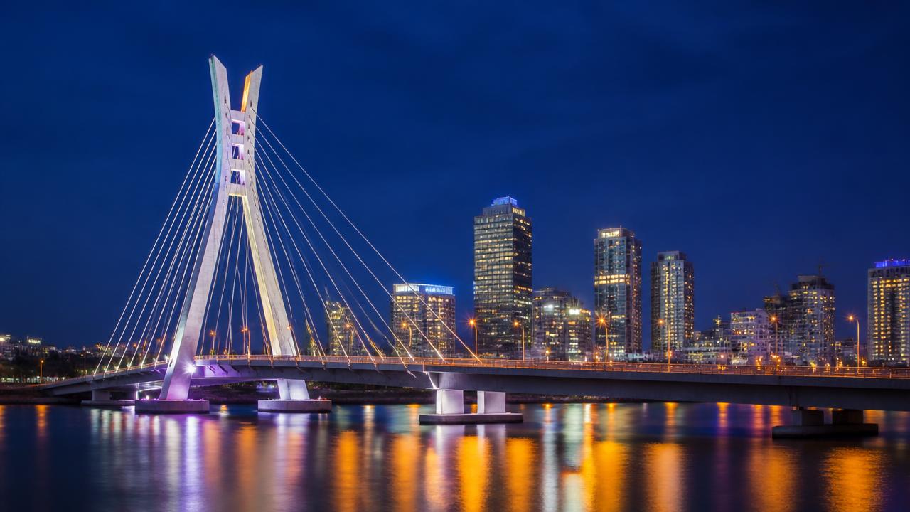 The Lekki-Ikoyi Link Bridge and Victoria Island skyline in Lagos