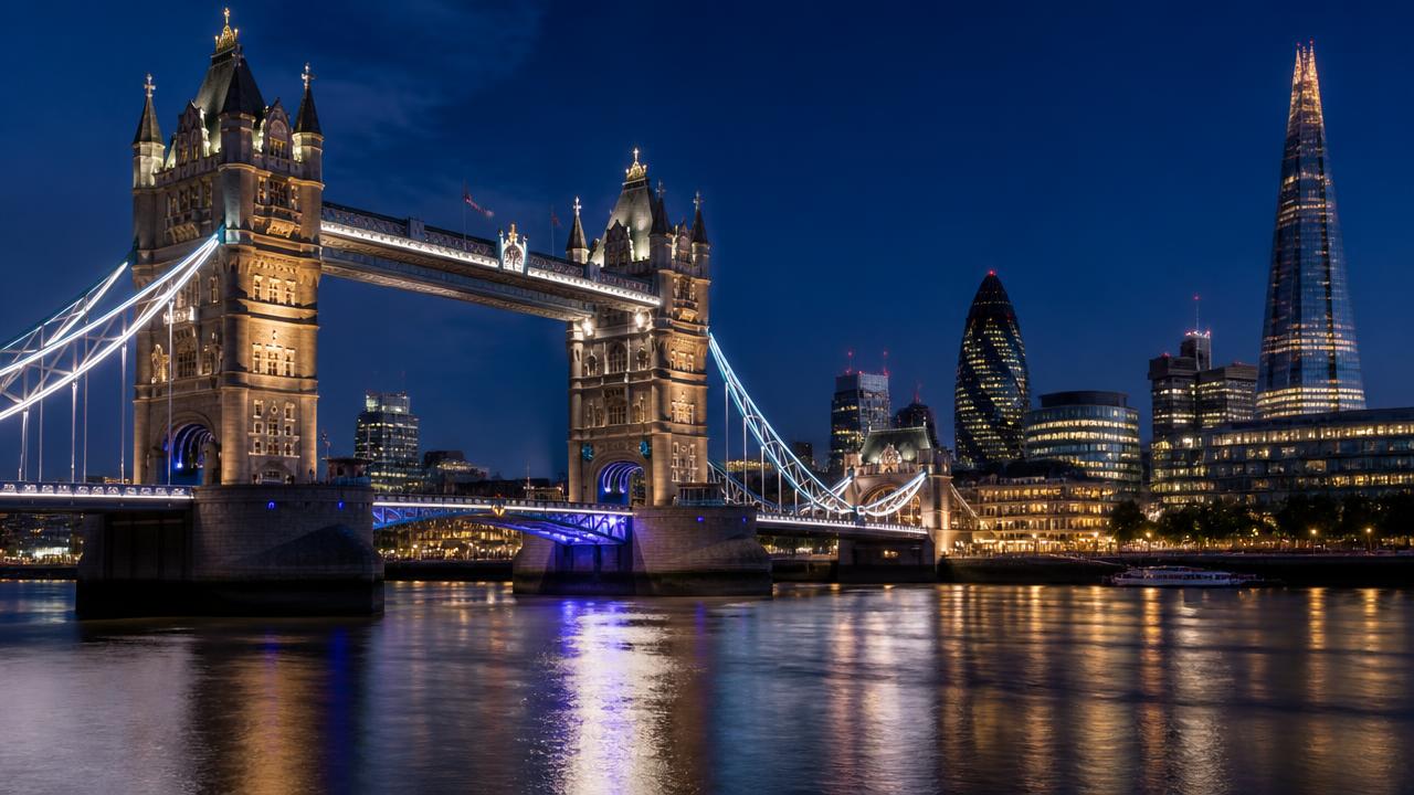 Tower Bridge and the City of London skyline in London