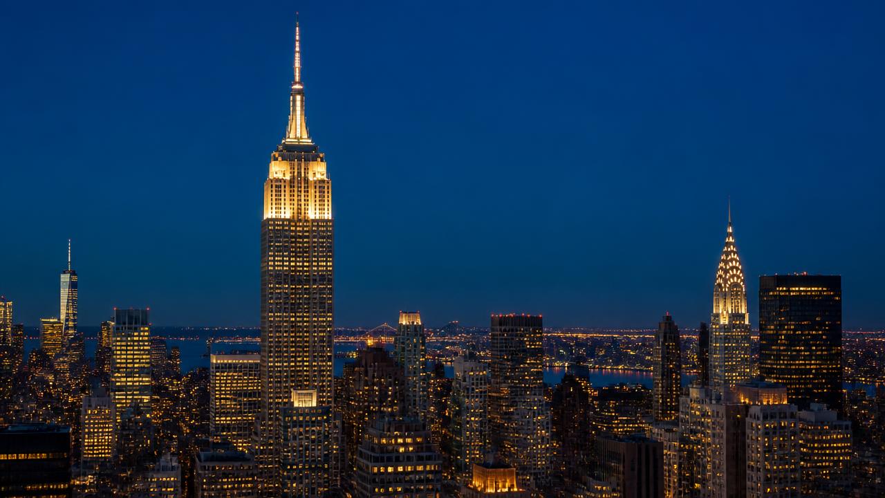 The Empire State Building and the Manhattan skyline in New York