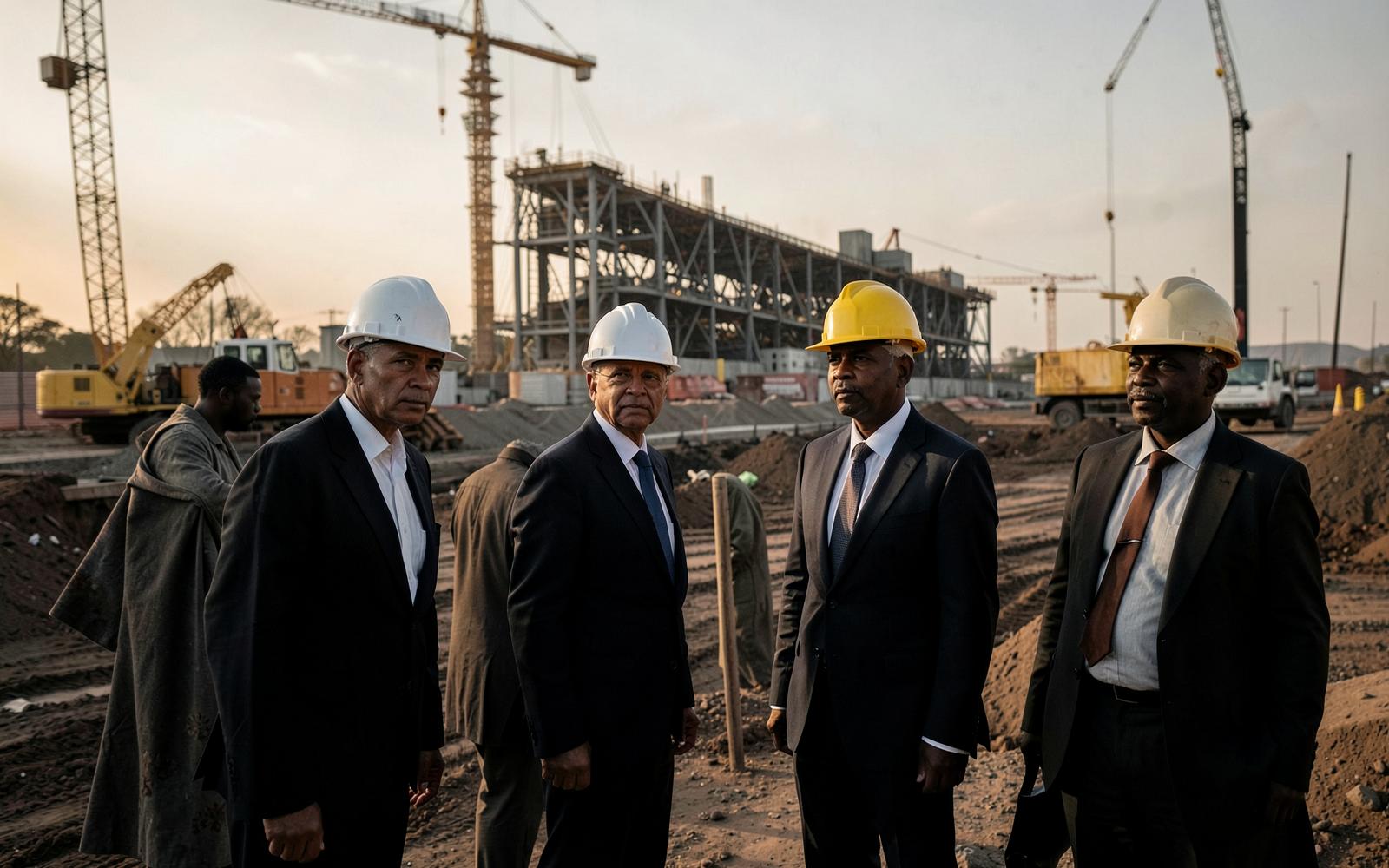 Executives visiting an infrastructure project site